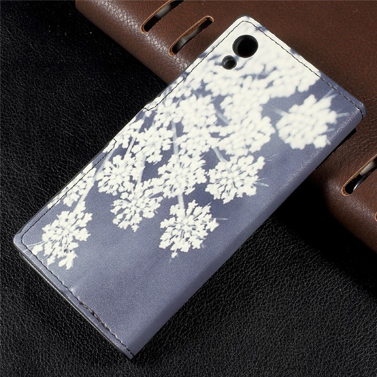 Patterned Wallet Leather Mobile Casing Cover for Sony Xperia XA1 - Flowers Pattern-2