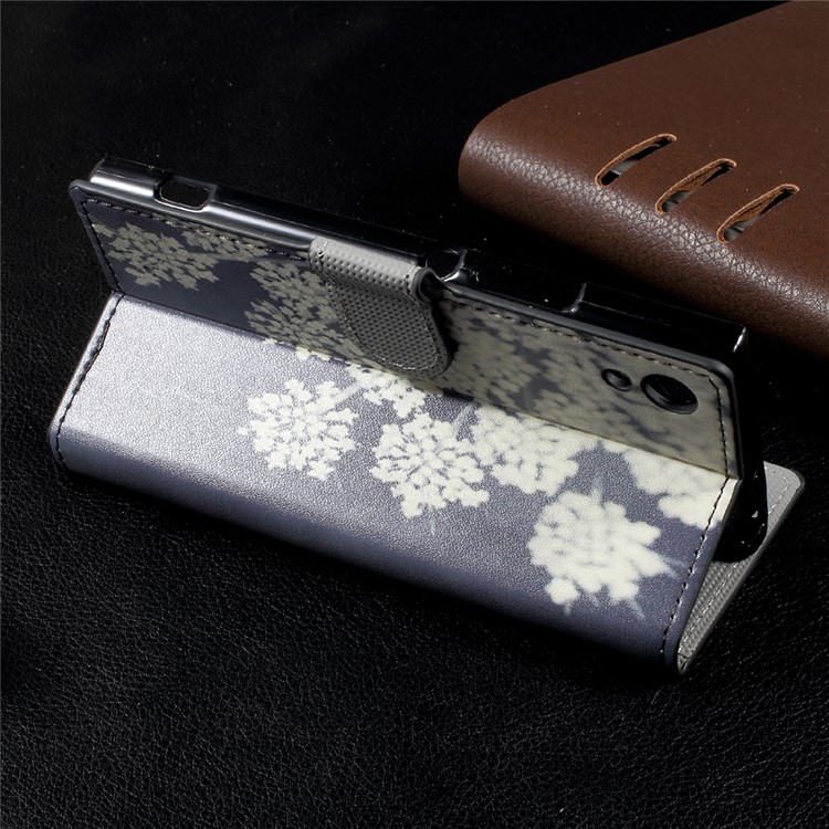 Patterned Wallet Leather Mobile Casing Cover for Sony Xperia XA1 - Flowers Pattern-4