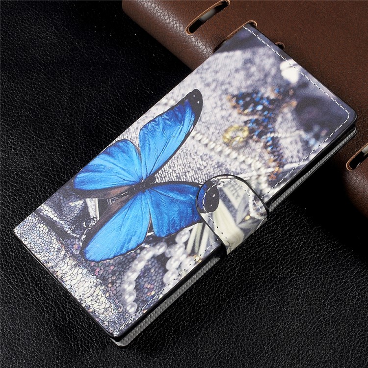 Patterned Leather Cover with Wallet Slots for Sony Xperia XA1 - Blue Butterfly-1