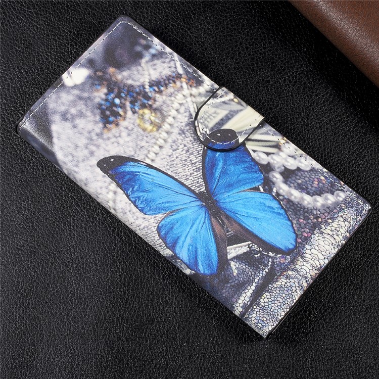 Patterned Leather Cover with Wallet Slots for Sony Xperia XA1 - Blue Butterfly-3