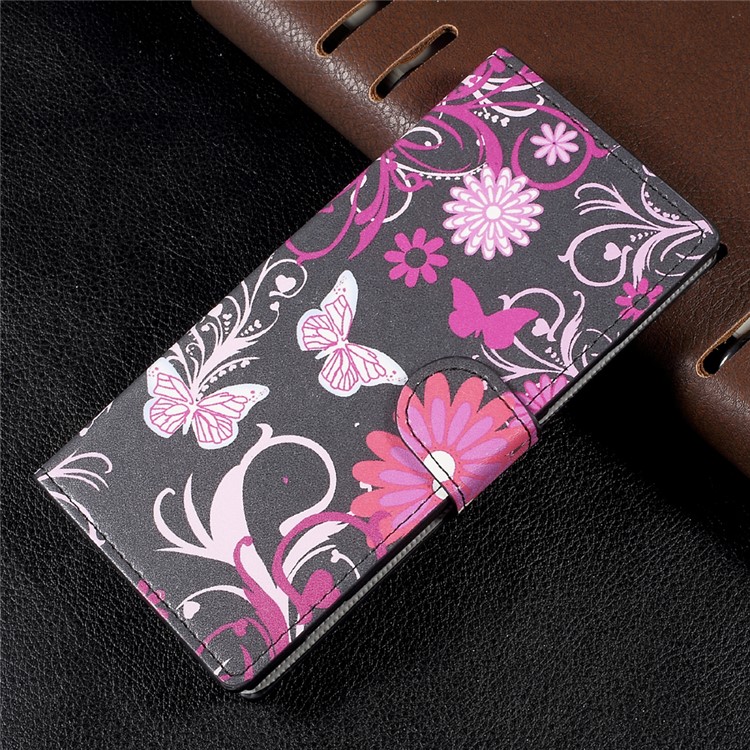 Patterned Leather Wallet Shell with Stand for Sony Xperia XA1 - Floral Butterflies-1