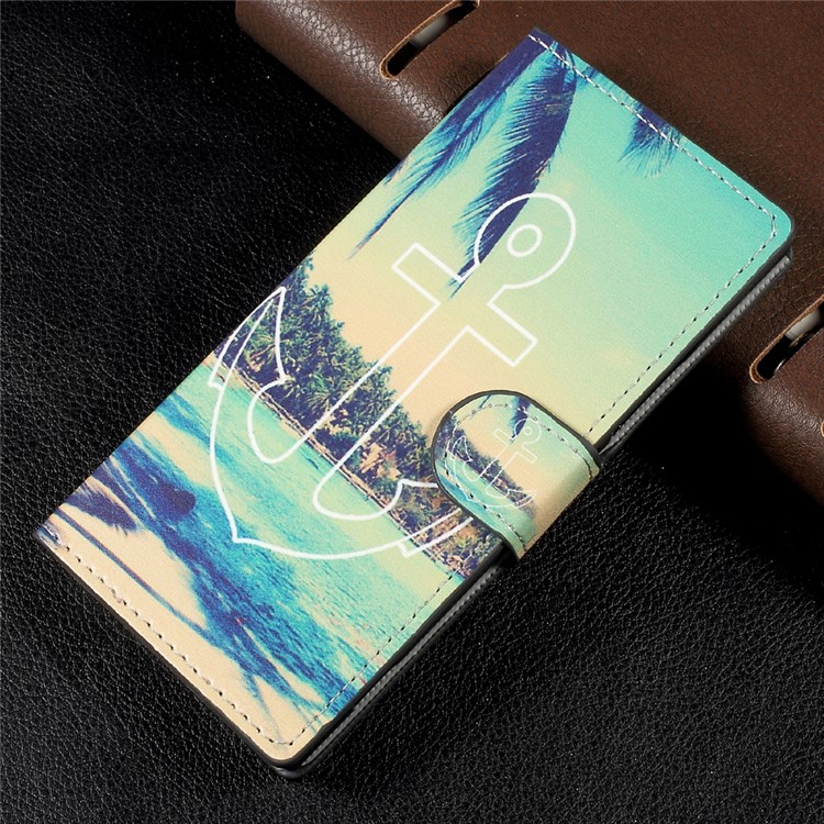 Wallet Leather Folio Pattern Case Cover for Sony Xperia XA1 - Anchor Pattern-1