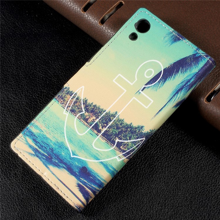 Wallet Leather Folio Pattern Case Cover for Sony Xperia XA1 - Anchor Pattern-2