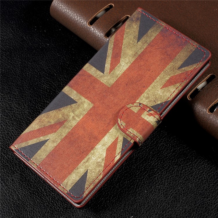 Patterned Leather Wallet Stand Mobile Phone Cover for Sony Xperia XA1 - Vintage UK Flag-1