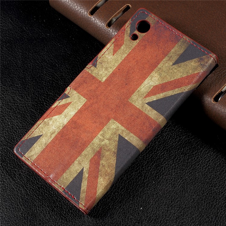 Patterned Leather Wallet Stand Mobile Phone Cover for Sony Xperia XA1 - Vintage UK Flag-2