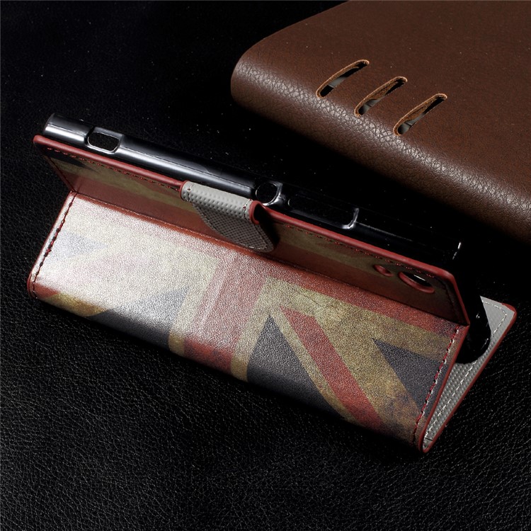 Patterned Leather Wallet Stand Mobile Phone Cover for Sony Xperia XA1 - Vintage UK Flag-4