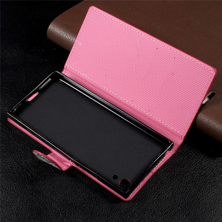 Patterned Leather Wallet Stand Mobile Phone Case Shell for Sony Xperia XA1 - Butterfly Circles-4