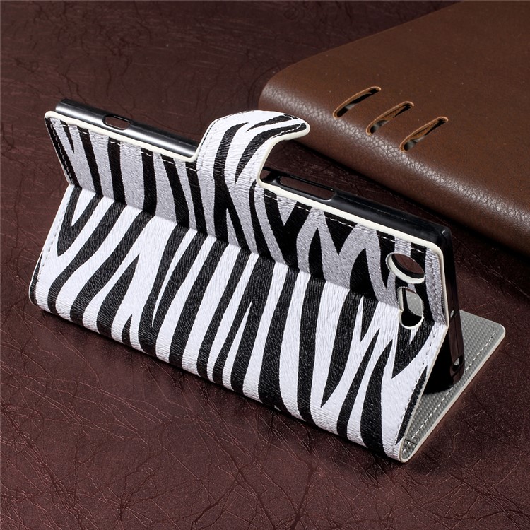 For Sony Xperia XZ Premium Zebra Patterned Leather Wallet Stand Cell Phone Case-3