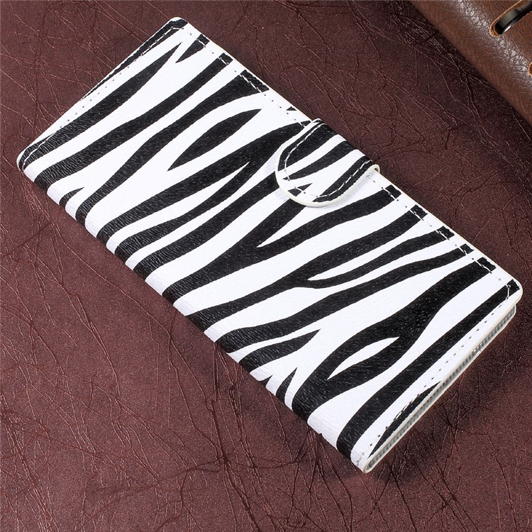 Zebra Stripes Leather Wallet Stand Mobile Phone Case for Sony Xperia XA1-3