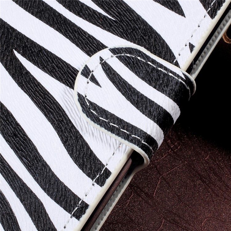 Zebra Stripes Leather Wallet Stand Mobile Phone Case for Sony Xperia XA1-6