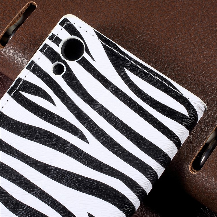 Zebra Stripes Leather Wallet Stand Mobile Phone Case for Sony Xperia XA1-7