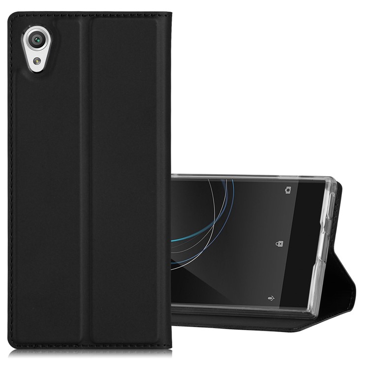 Flip Stand Leather Phone Case with Card Holder for Sony Xperia XA1 Ultra - Black-4