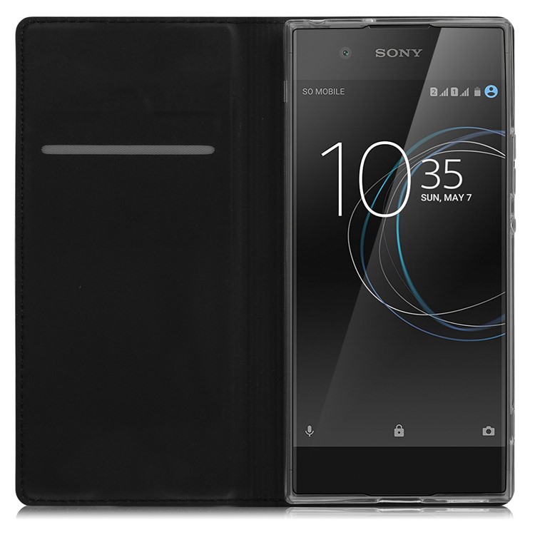 Flip Stand Leather Phone Case with Card Holder for Sony Xperia XA1 Ultra - Black-8