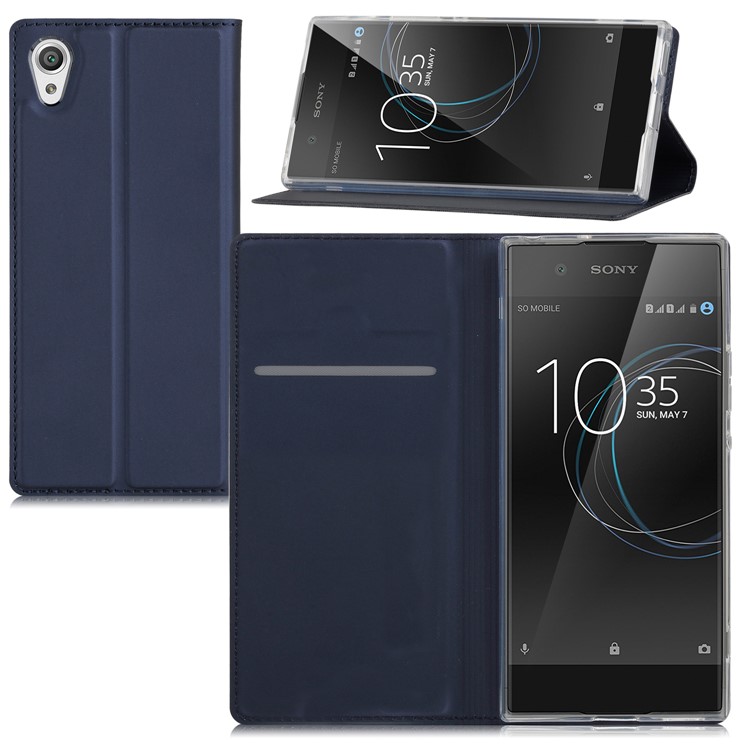PU Leather Card Holder Stand Phone Shell for Sony Xperia XA1 Ultra - Dark Blue-1