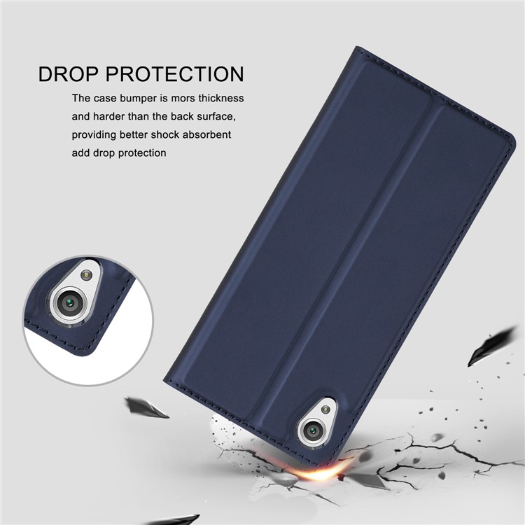PU Leather Card Holder Stand Phone Shell for Sony Xperia XA1 Ultra - Dark Blue-2
