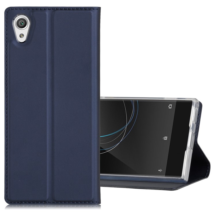 PU Leather Card Holder Stand Phone Shell for Sony Xperia XA1 Ultra - Dark Blue-4