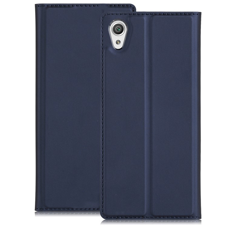 PU Leather Card Holder Stand Phone Shell for Sony Xperia XA1 Ultra - Dark Blue-5