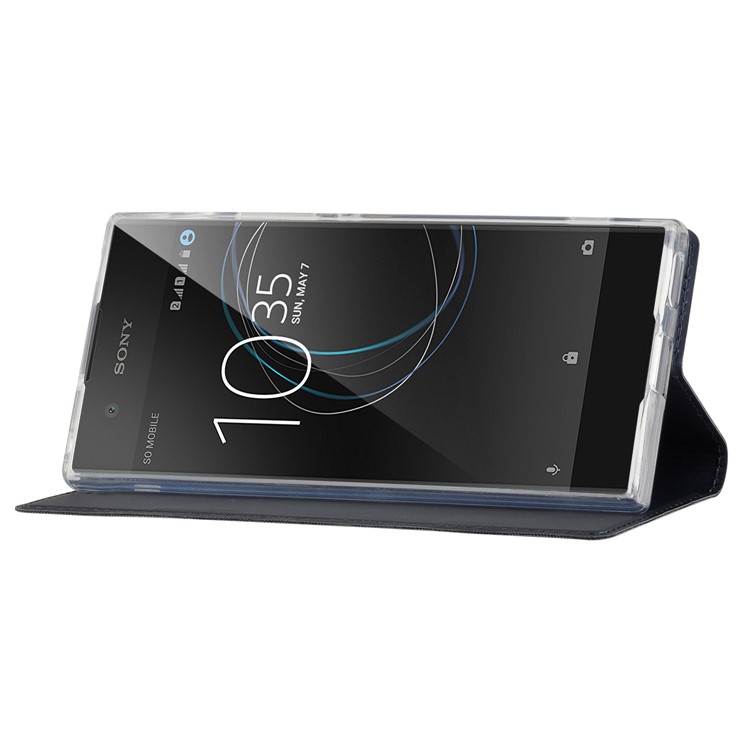 PU Leather Card Holder Stand Phone Shell for Sony Xperia XA1 Ultra - Dark Blue-6