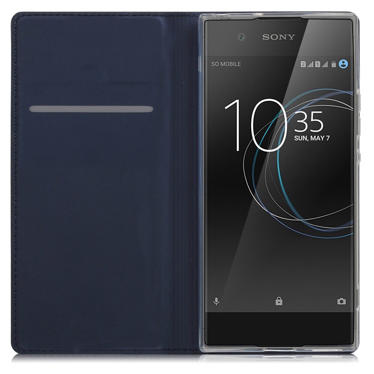 PU Leather Card Holder Stand Phone Shell for Sony Xperia XA1 Ultra - Dark Blue-8
