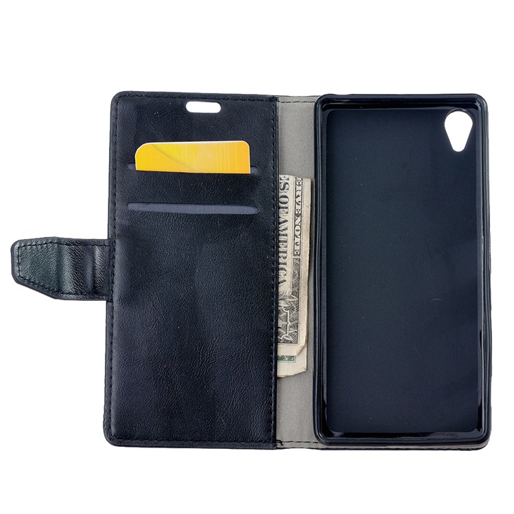 Crazy Horse Leather Wallet Case for Sony Xperia L1 - Black-6