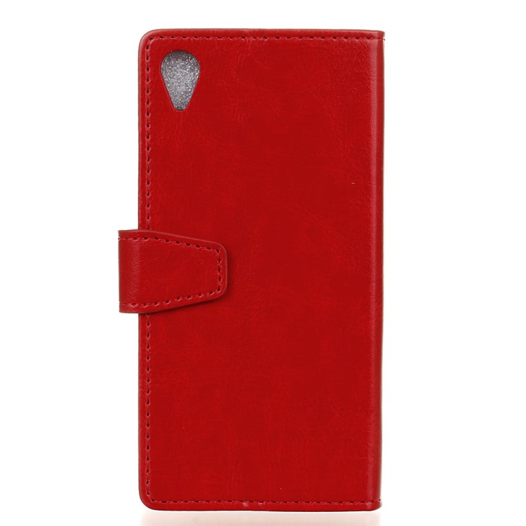 Crazy Horse Magnetic Leather Wallet Case for Sony Xperia L1 - Red-3