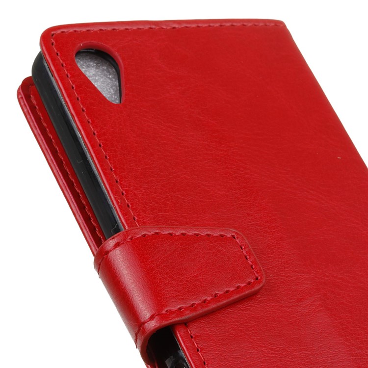 Crazy Horse Magnetic Leather Wallet Case for Sony Xperia L1 - Red-4