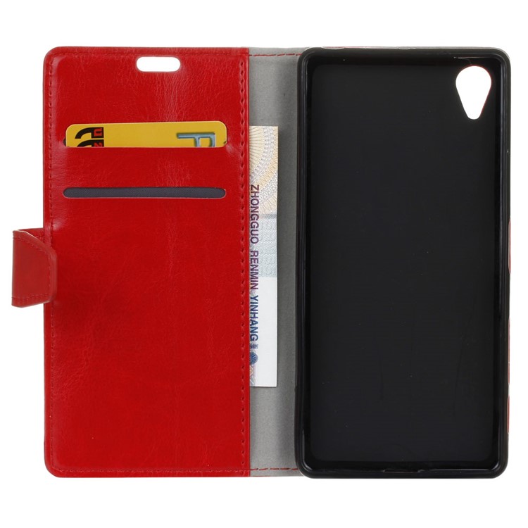 Crazy Horse Magnetic Leather Wallet Case for Sony Xperia L1 - Red-5