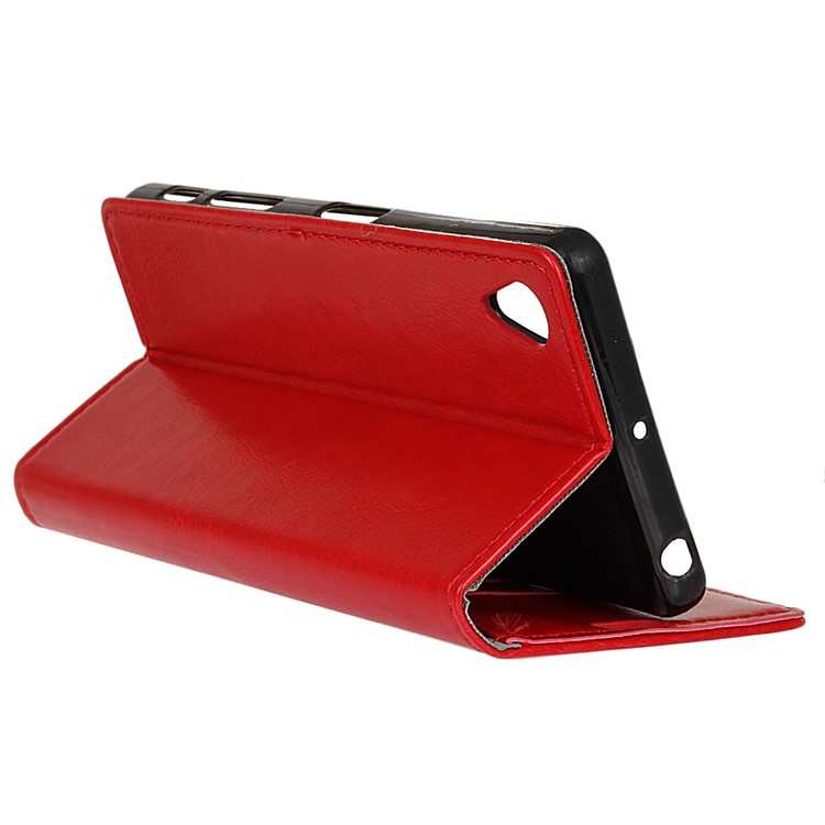 Crazy Horse Magnetic Leather Wallet Case for Sony Xperia L1 - Red-7