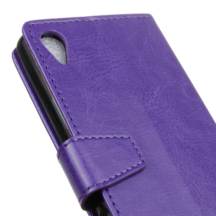 Crazy Horse Wallet Leather Protection Case for Sony Xperia L1 - Purple-4