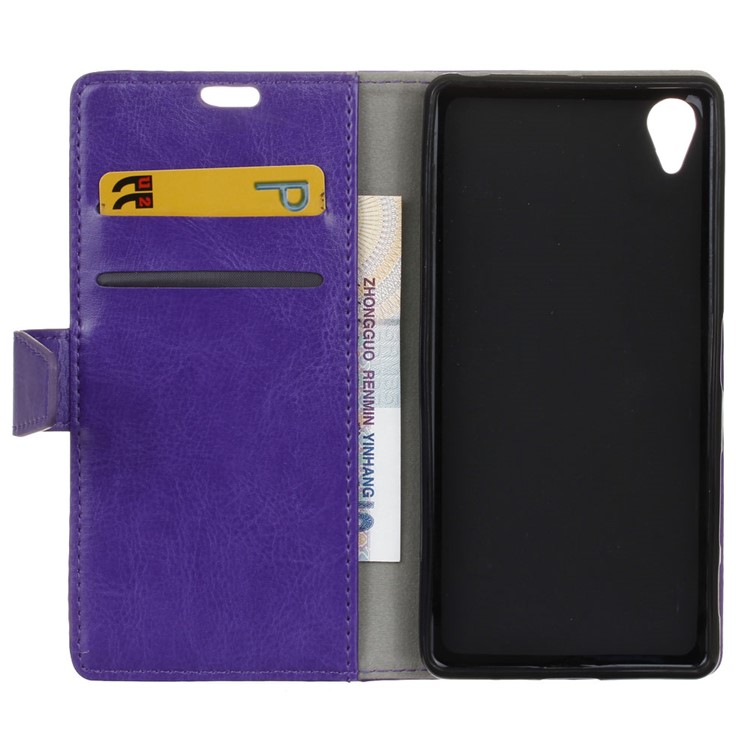 Crazy Horse Wallet Leather Protection Case for Sony Xperia L1 - Purple-5