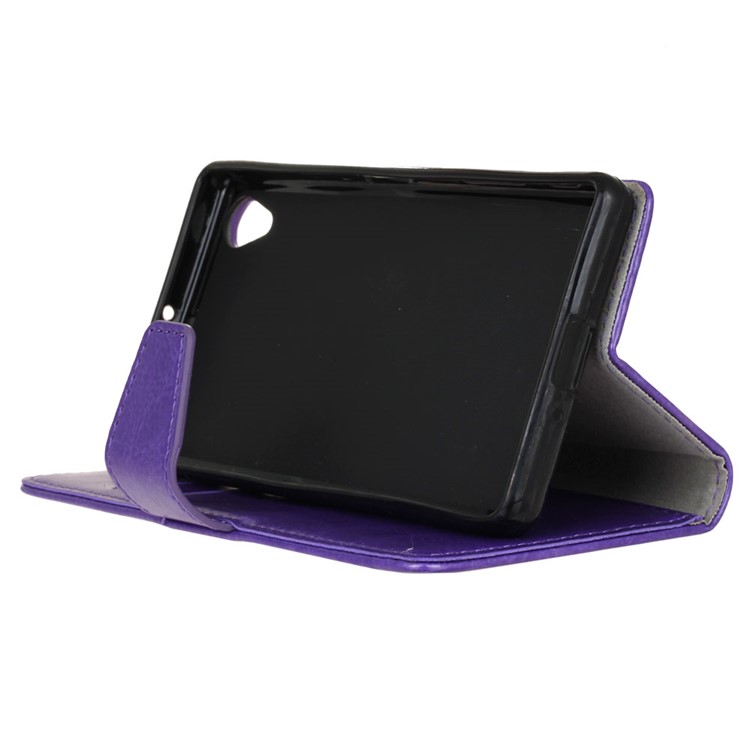 Crazy Horse Wallet Leather Protection Case for Sony Xperia L1 - Purple-6