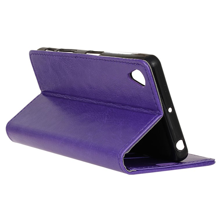 Crazy Horse Wallet Leather Protection Case for Sony Xperia L1 - Purple-7