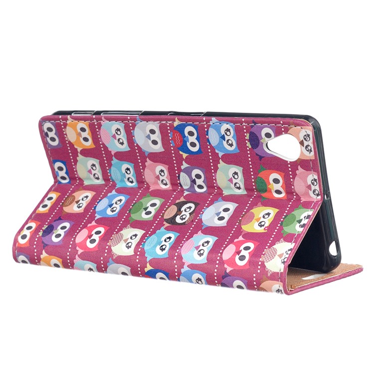 Patterned Stand Leather Wallet Phone Case for Sony Xperia L1 - Lovely Little Owls-3
