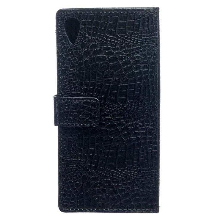 For Sony Xperia L1 Crocodile Texture Wallet Leather Case with Stand - Black-2