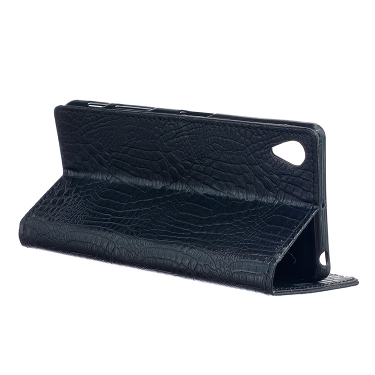 For Sony Xperia L1 Crocodile Texture Wallet Leather Case with Stand - Black-3