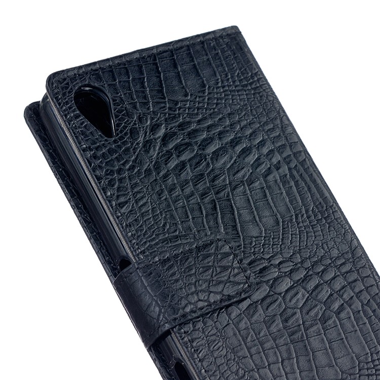 For Sony Xperia L1 Crocodile Texture Wallet Leather Case with Stand - Black-4