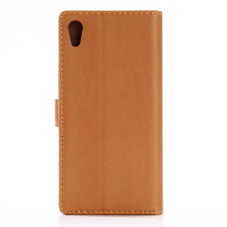 For Sony Xperia XA1 Retro Style PU Leather Case Wallet Crazy Horse Texture - Brown-2
