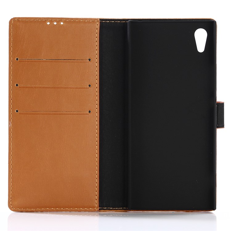 For Sony Xperia XA1 Retro Style PU Leather Case Wallet Crazy Horse Texture - Brown-3