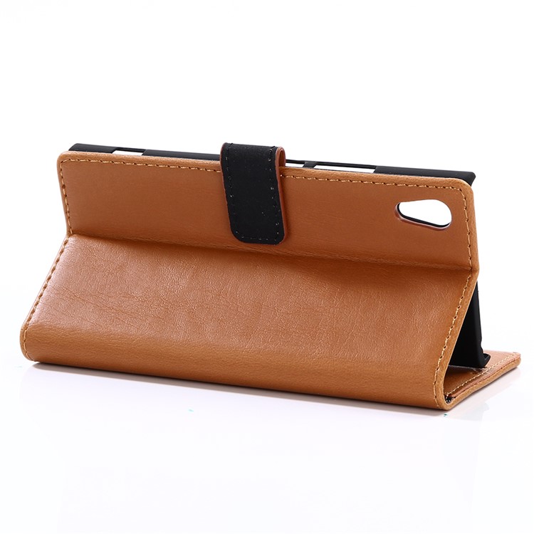 For Sony Xperia XA1 Retro Style PU Leather Case Wallet Crazy Horse Texture - Brown-4