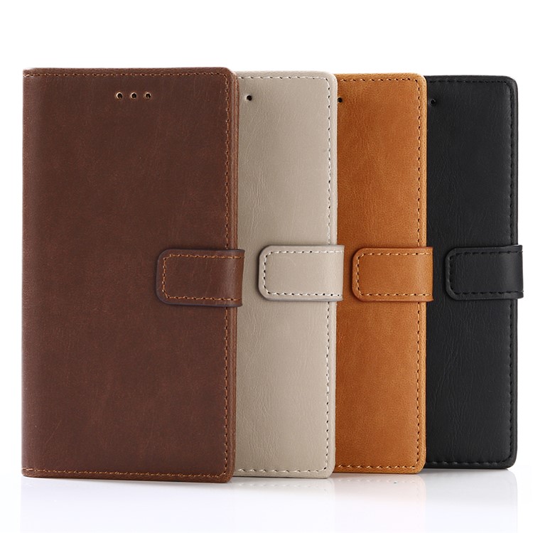For Sony Xperia XZs / XZ Retro Style Crazy Horse PU Leather Wallet Case Stand - Black-5