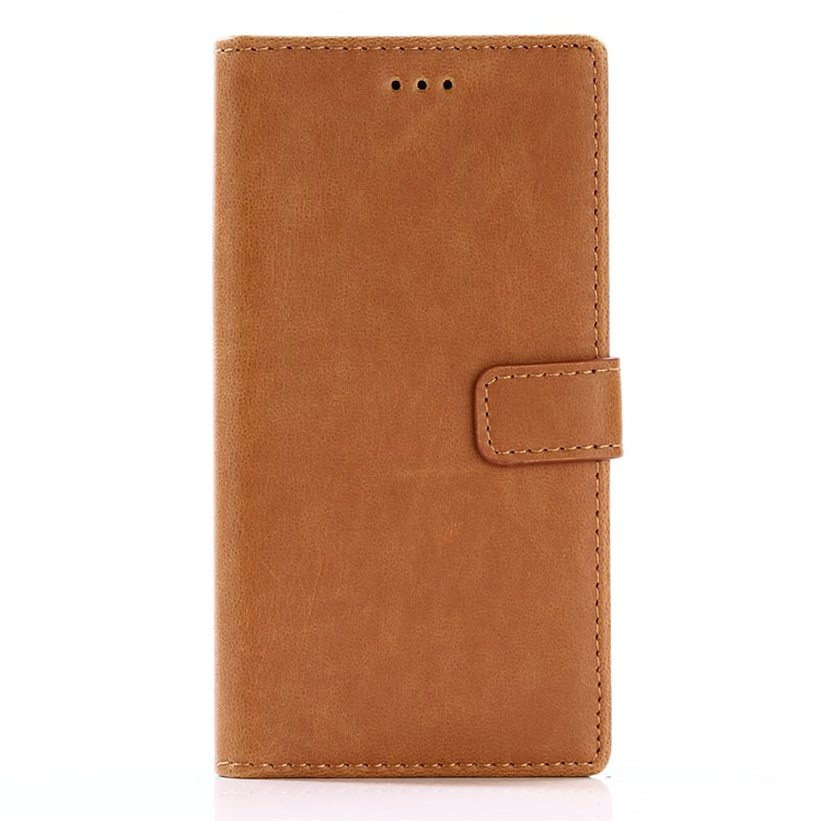 For Sony Xperia XZs / XZ Retro Style Crazy Horse Flip Stand Leather Shell Wallet - Brown-1