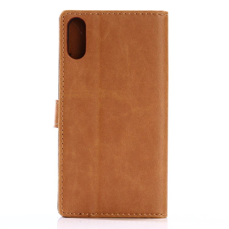 For Sony Xperia XZs / XZ Retro Style Crazy Horse Flip Stand Leather Shell Wallet - Brown-2