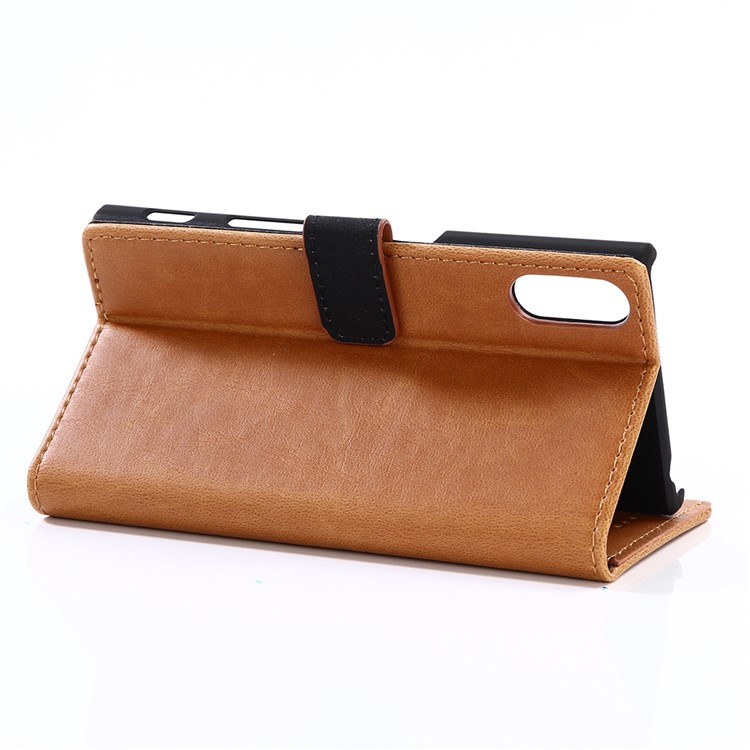 For Sony Xperia XZs / XZ Retro Style Crazy Horse Flip Stand Leather Shell Wallet - Brown-4