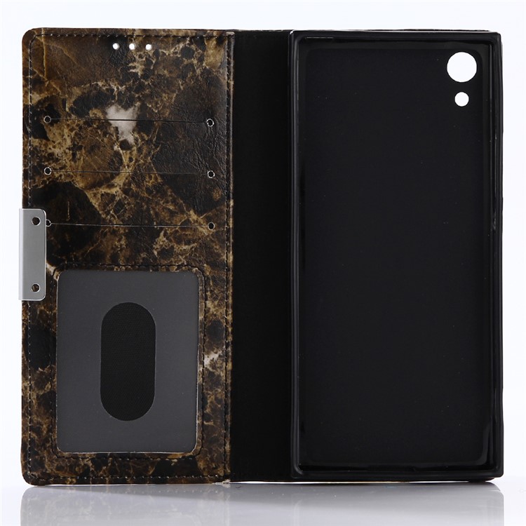 Marble Pattern Wallet Stand Leather Mobile Case for Sony Xperia XA1 - Black-3