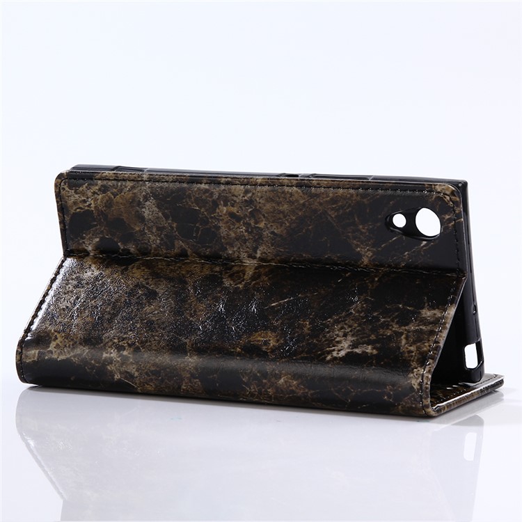 Marble Pattern Wallet Stand Leather Mobile Case for Sony Xperia XA1 - Black-4