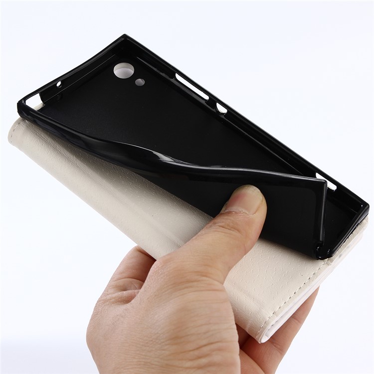 Marmor Muster Leder Brieftasche Case Cover für Sony Xperia XA1 - Weiß-10