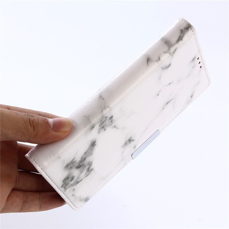 Marmor Muster Leder Brieftasche Case Cover für Sony Xperia XA1 - Weiß-11