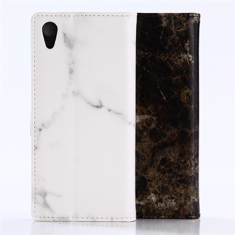 Marmor Muster Leder Brieftasche Case Cover für Sony Xperia XA1 - Weiß-13