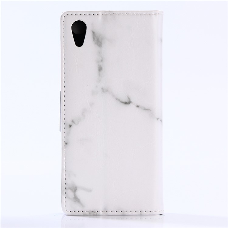 Marmor Muster Leder Brieftasche Case Cover für Sony Xperia XA1 - Weiß-2