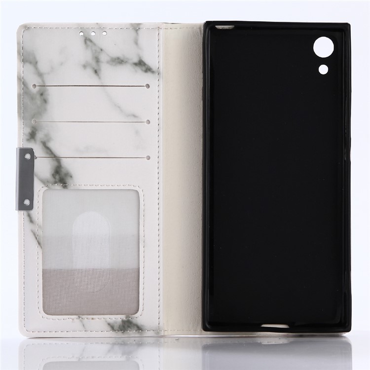 Marmor Muster Leder Brieftasche Case Cover für Sony Xperia XA1 - Weiß-3
